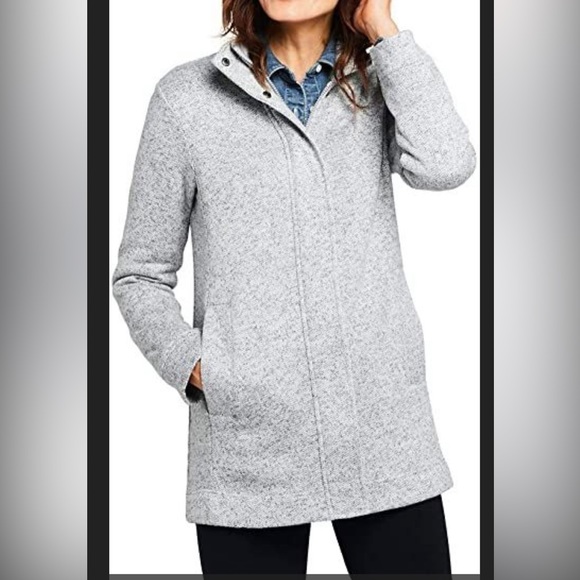 Black LANDS END sz MP 10/12 jacket pockets PICS LIGHTENED TO SHOW DETAILS - Picture 1 of 12